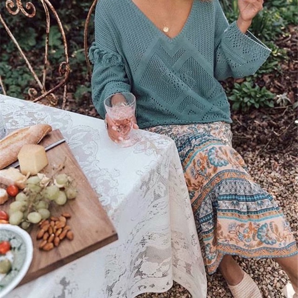 05 Bohemian Gypsy Elastic Waist Maxi Skirt - Picture 2 of 3